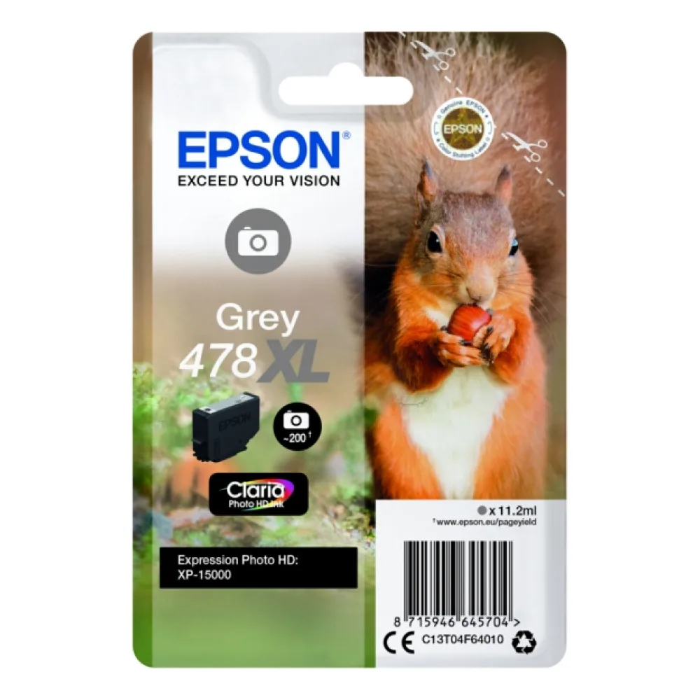 Original Epson C13T04F64010 / 478XL Tintenpatrone grau