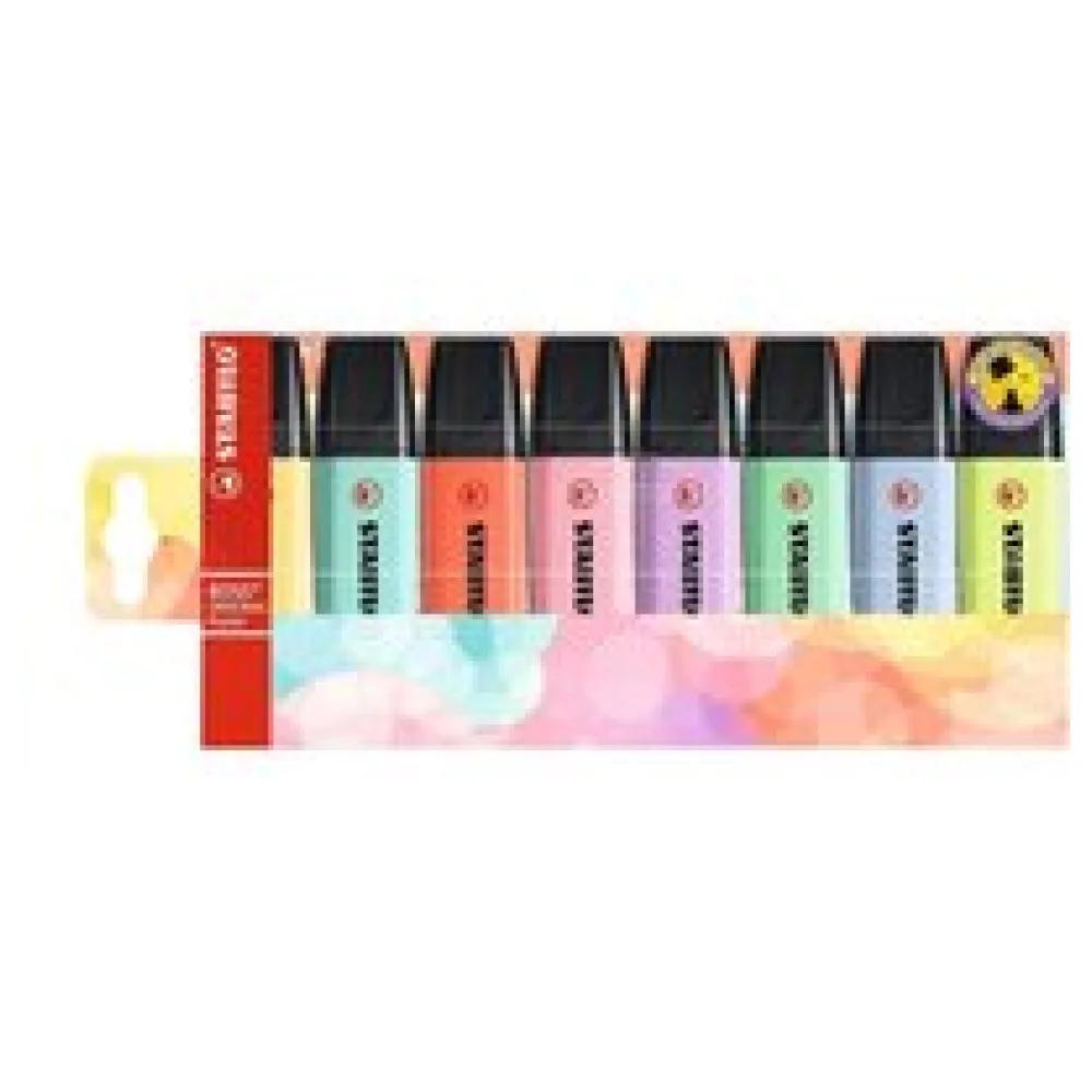 STABILO BOSS ORIGINAL Textmarker, 8er Pack, pastell, farbig sortiert, 2-5mm Keilspitze – Bild 2