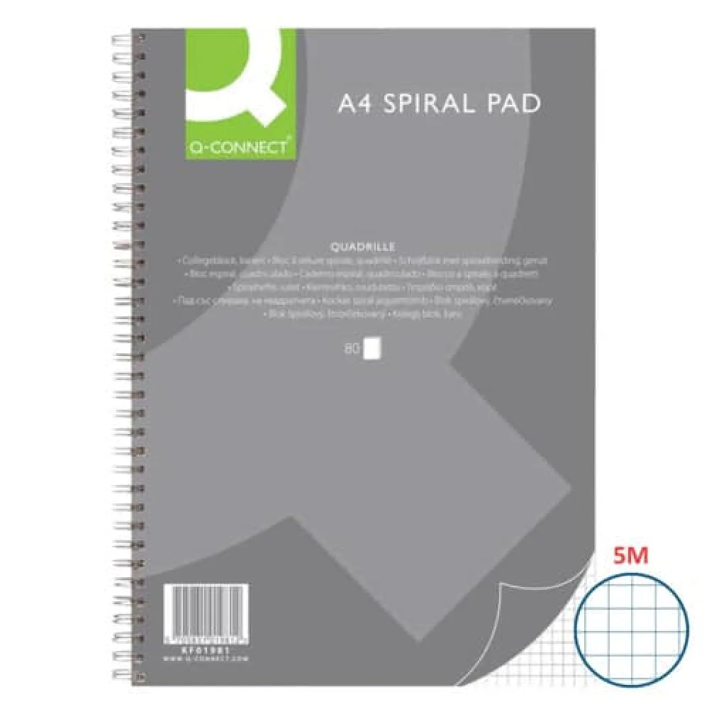 Q-CONNECT Collegebuch, A4, 80 Blatt, kariert