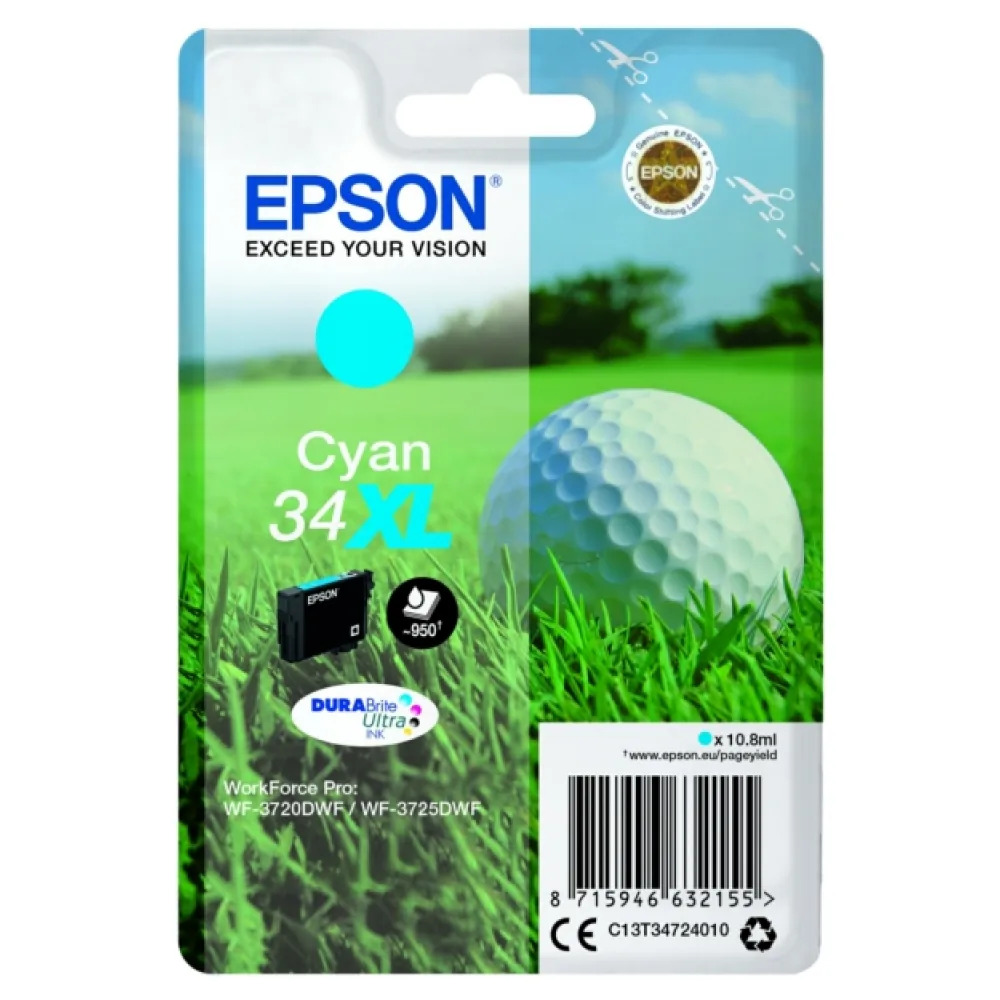 Original Epson C13T34724010 / 34XL Tintenpatrone cyan