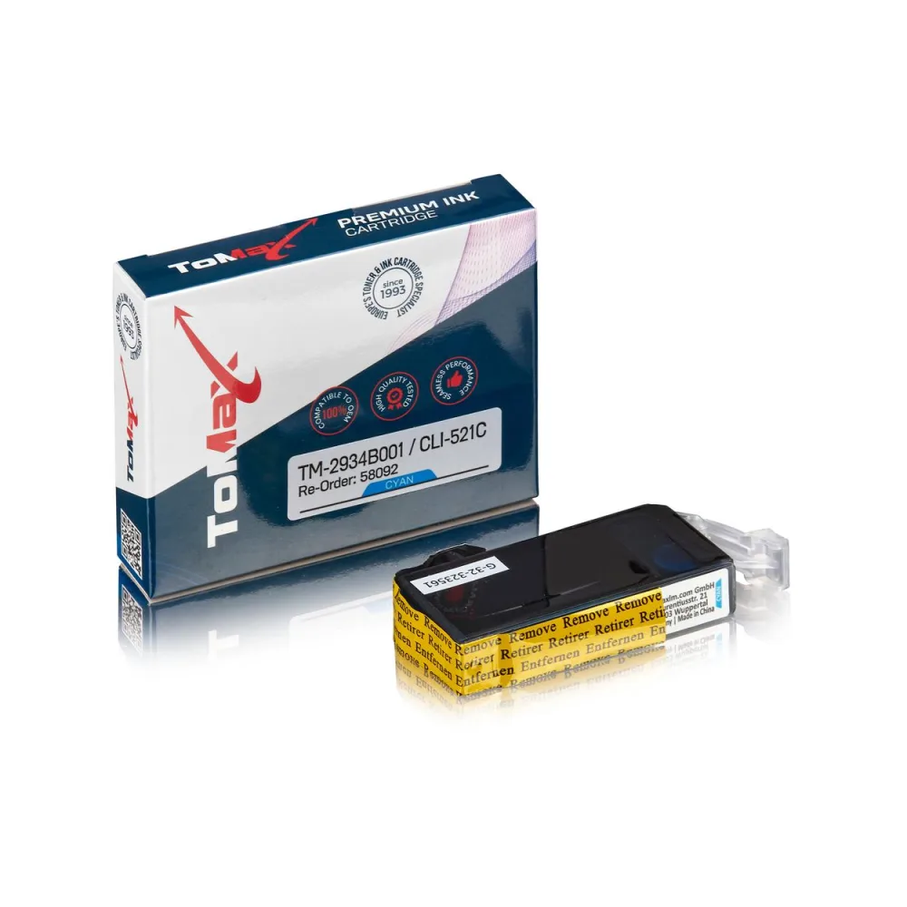 ToMax Premium ersetzt Canon 2934B001 / CLI-521C Tintenpatrone Cyan