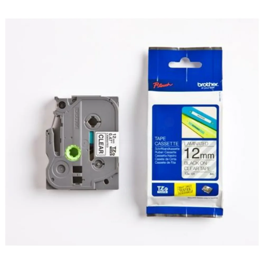Original Brother TZE131 P-Touch Farbband schwarz auf transparent Laminat 12mm x 8m