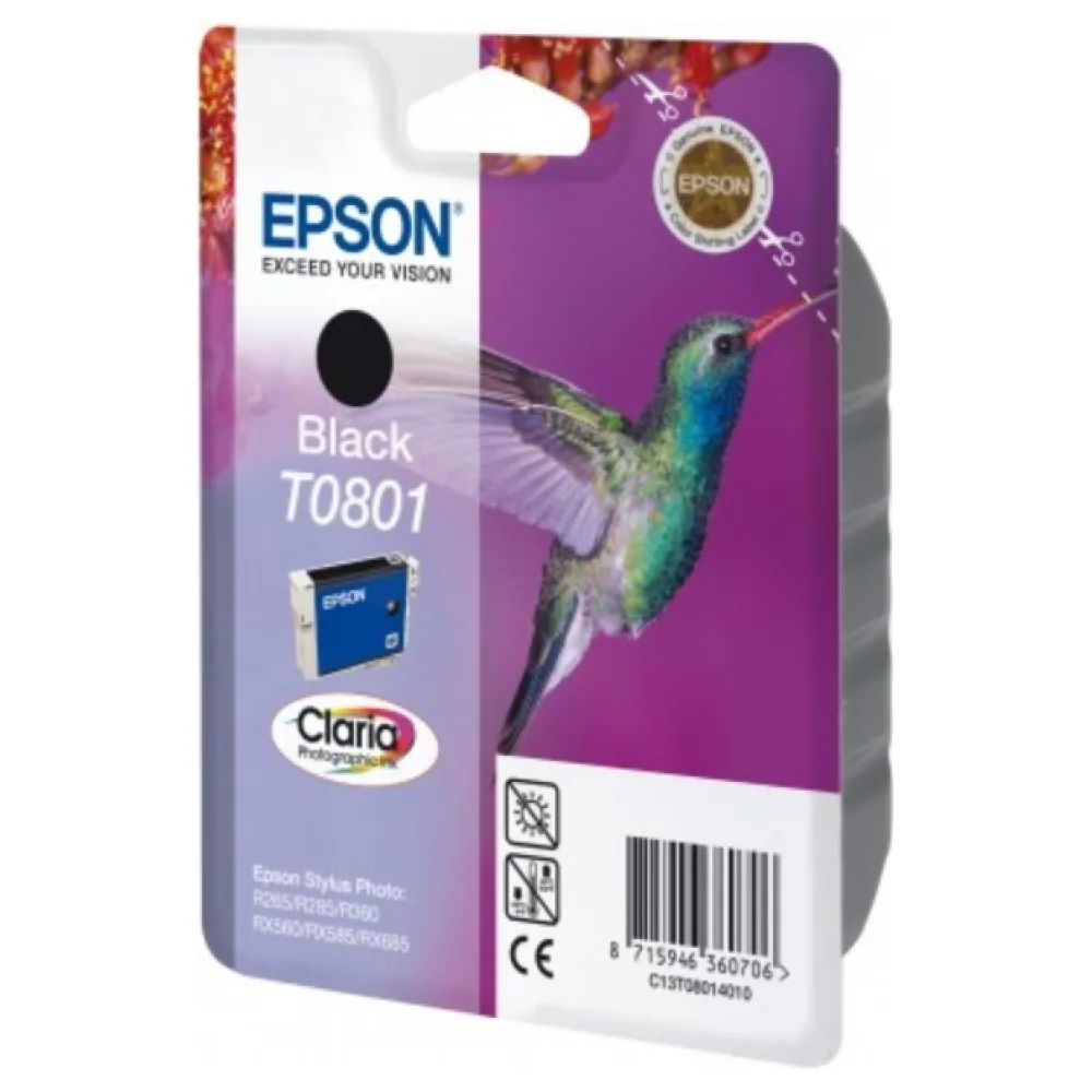 Original Epson C13T08014011 / T0801 Tintenpatrone schwarz