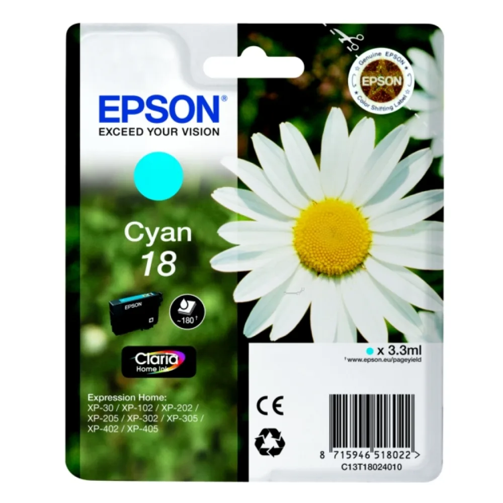 Original Epson C13T18024012 / 18 Tintenpatrone cyan