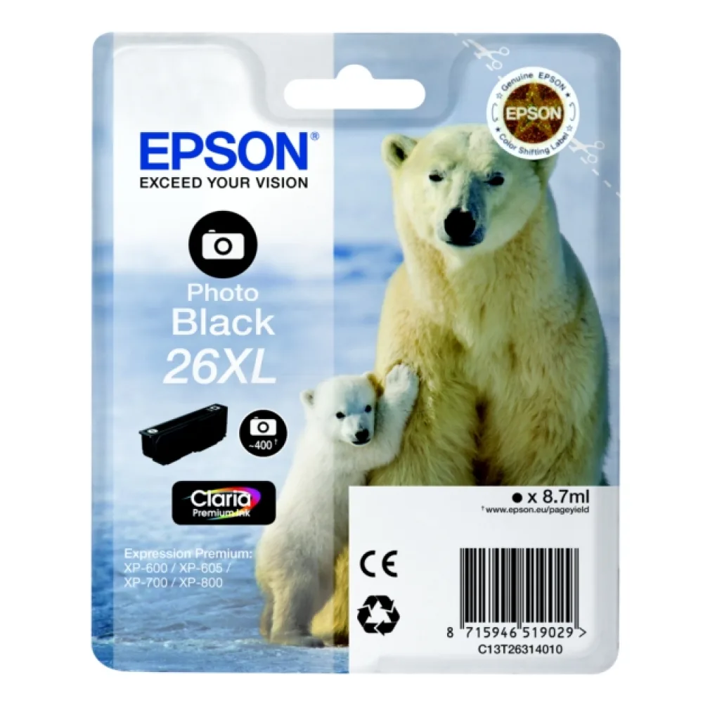 Original Epson C13T26314012 / 26XL Tintenpatrone schwarz hell