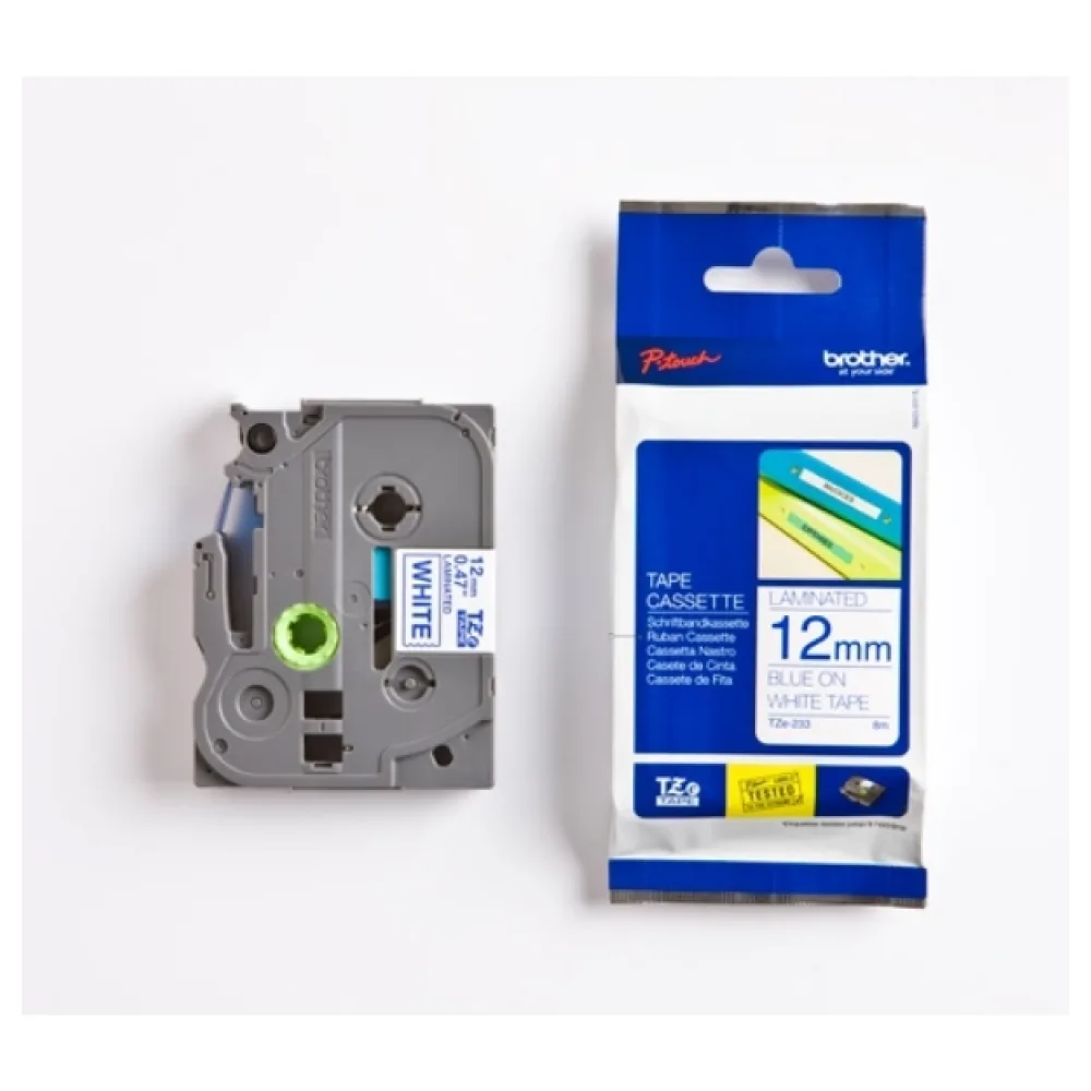 Original Brother TZE233 P-Touch Farbband blau auf weiss Laminat 12mm x 8m