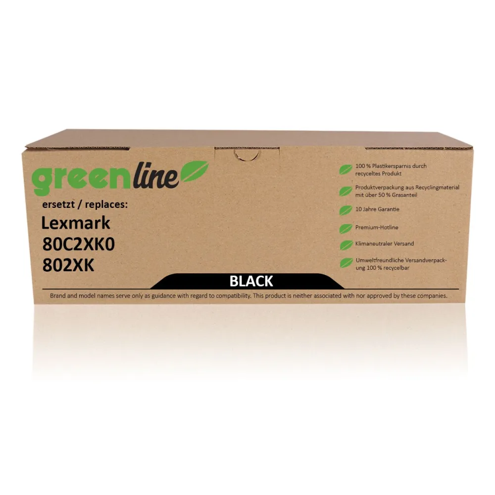 greenline ersetzt Lexmark 80C2XK0 / 802XK Tonerkartusche, schwarz