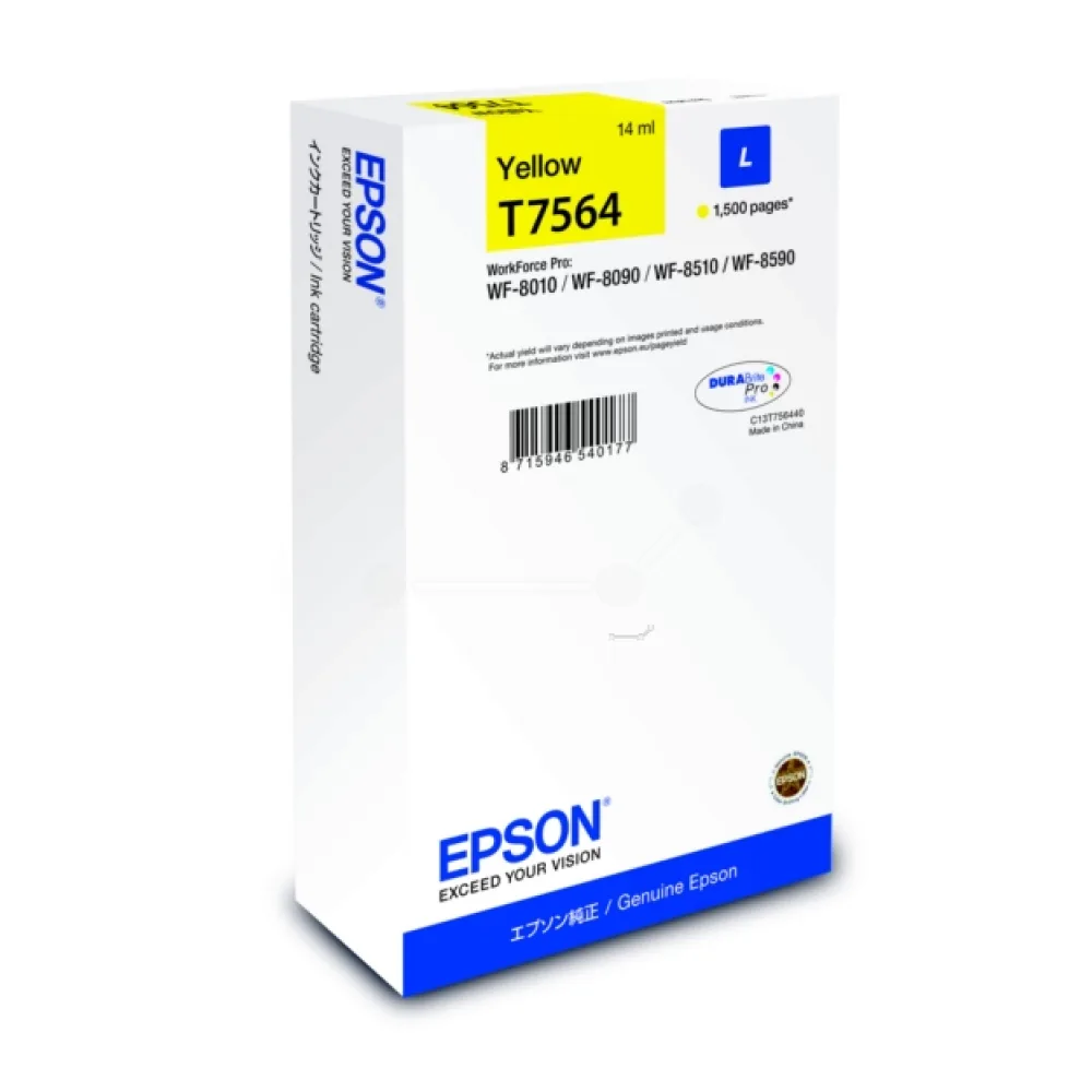 Original Epson C13T756440 / T7564 Tintenpatrone gelb