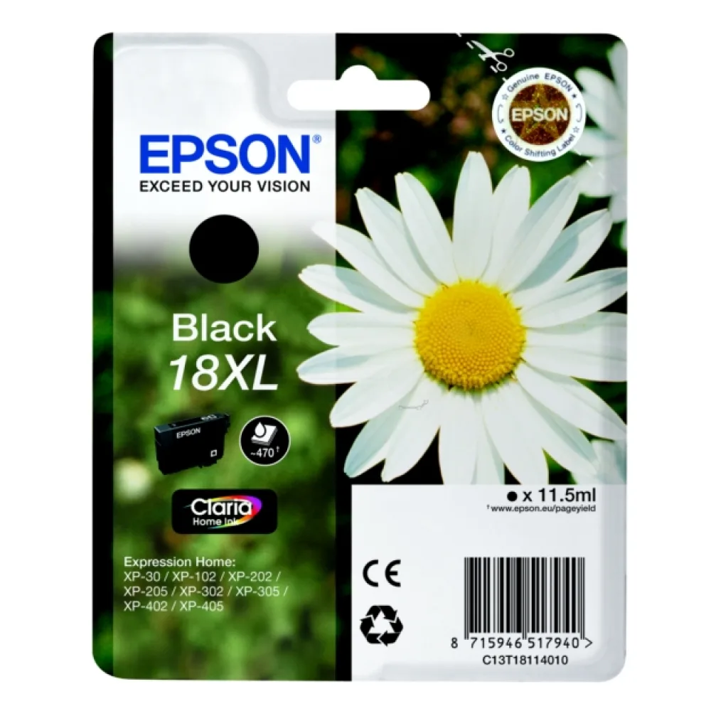 Original Epson C13T18114012 / 18XL Tintenpatrone schwarz