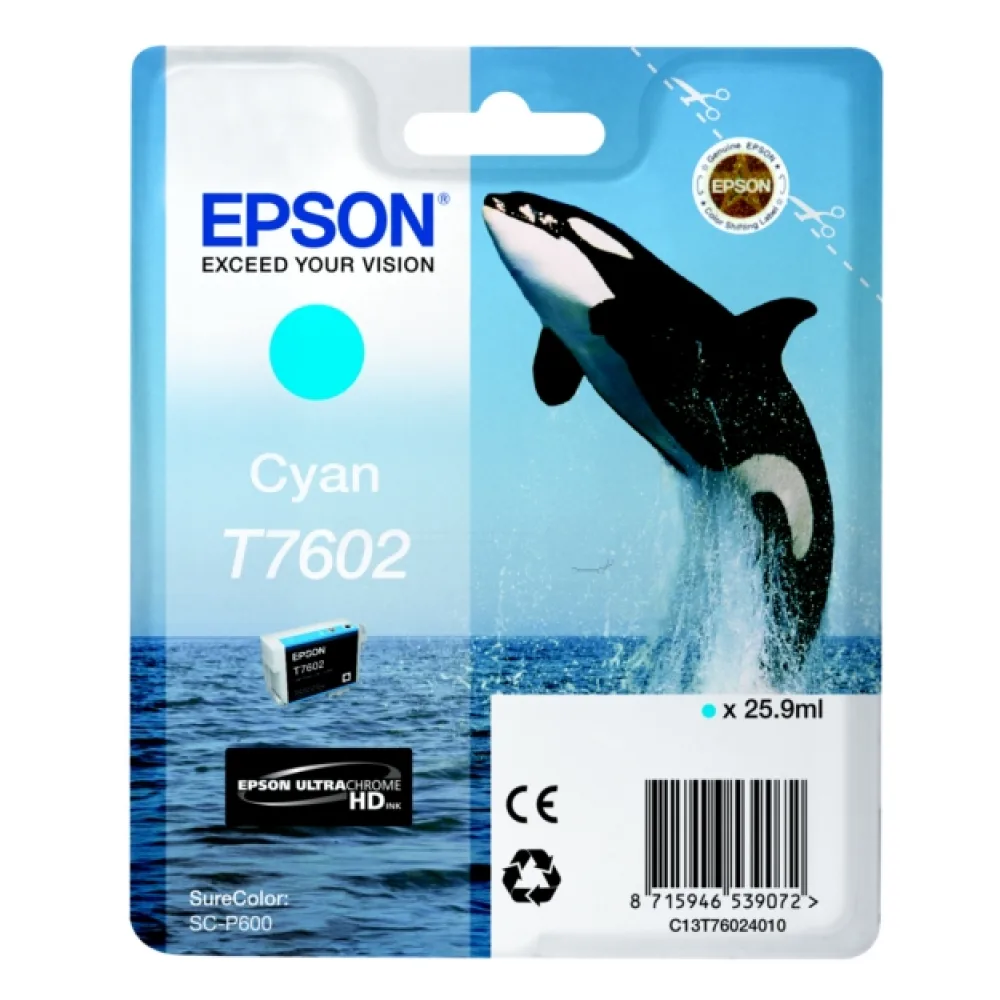 Original Epson C13T76024010 / T7602 Tintenpatrone cyan