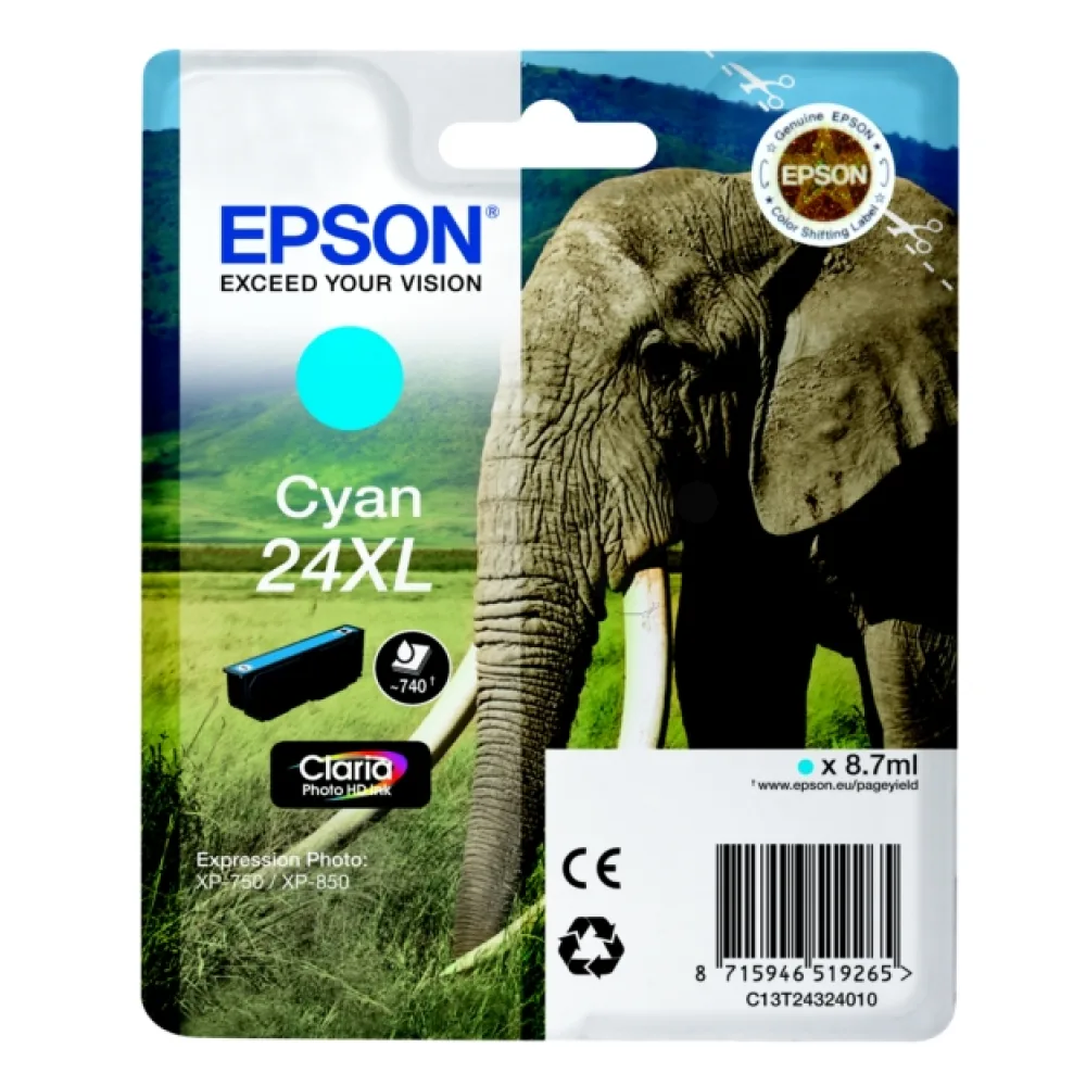 Original Epson C13T24324012 / 24XL Tintenpatrone cyan
