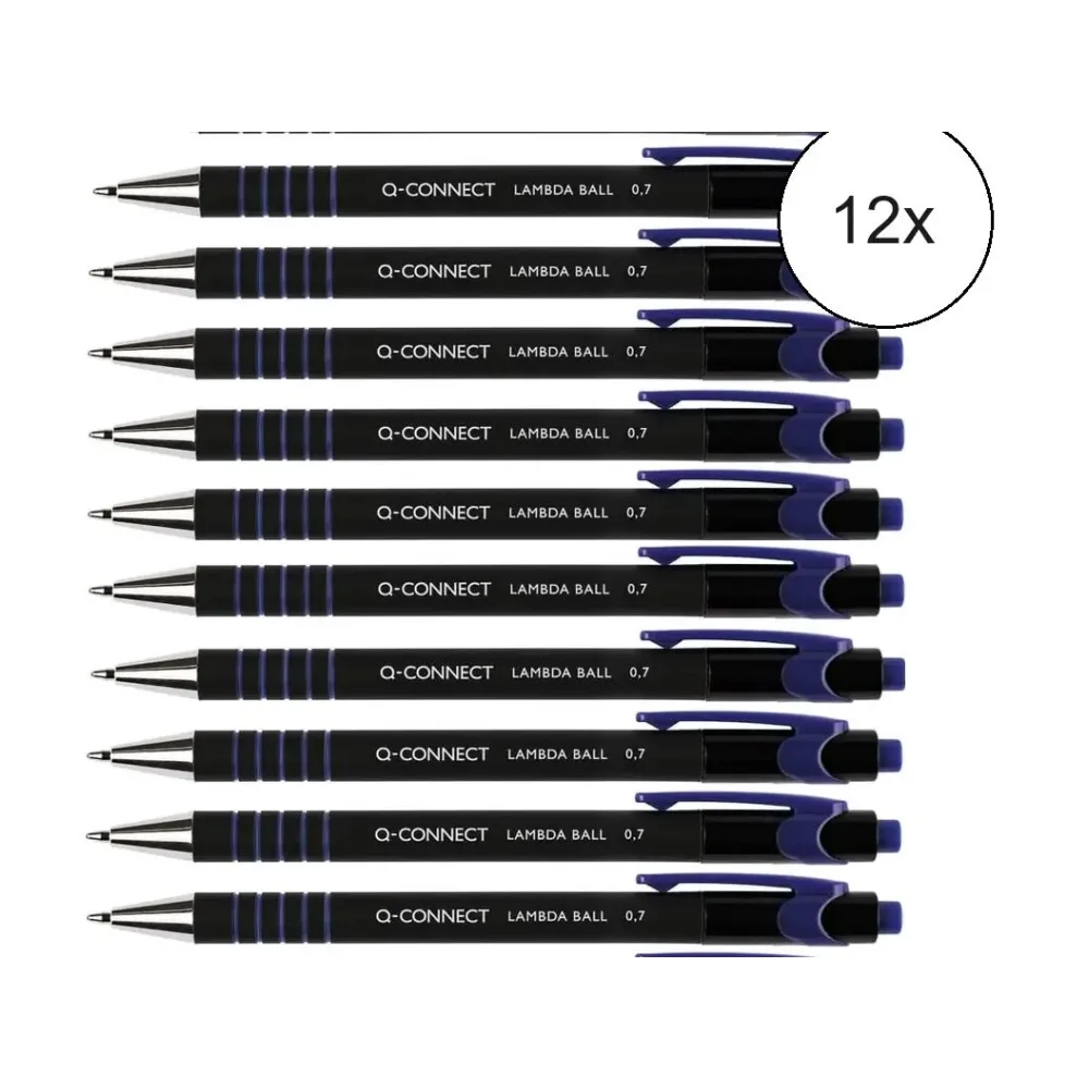 Q-CONNECT Kugelschreiber Lambda, M, blau, 12er-Pack