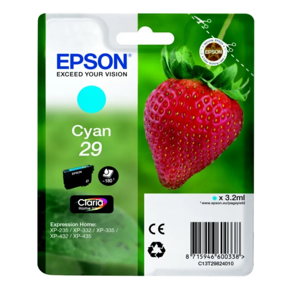Original Epson C13T29824012 / 29 Tintenpatrone cyan