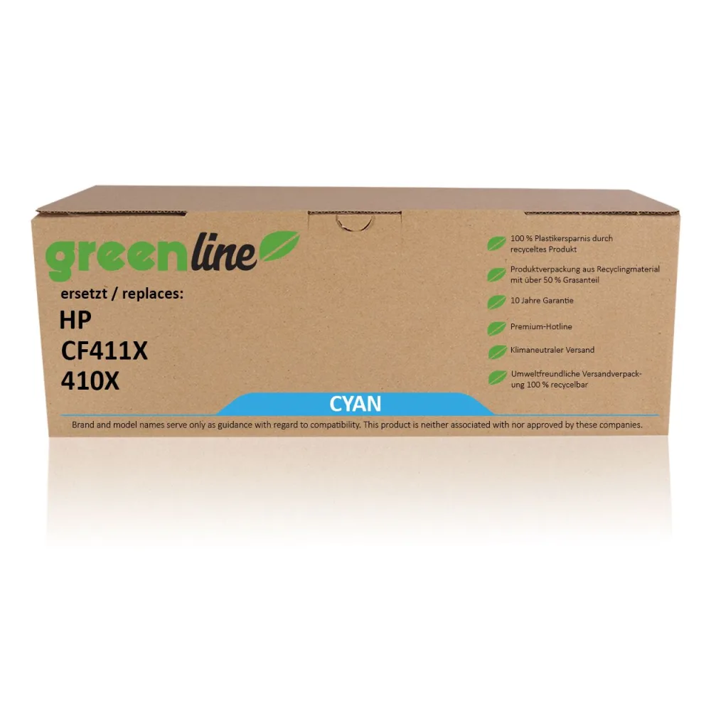 greenline ersetzt HP CF 411X / 410X Tonerkartusche, cyan