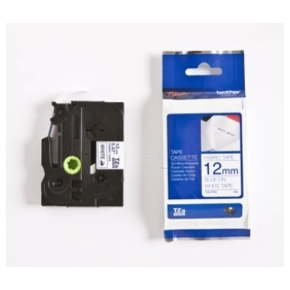 Original Brother TZEFA3 P-Touch Farbband Textilband blau auf weiss 12mm x 3m