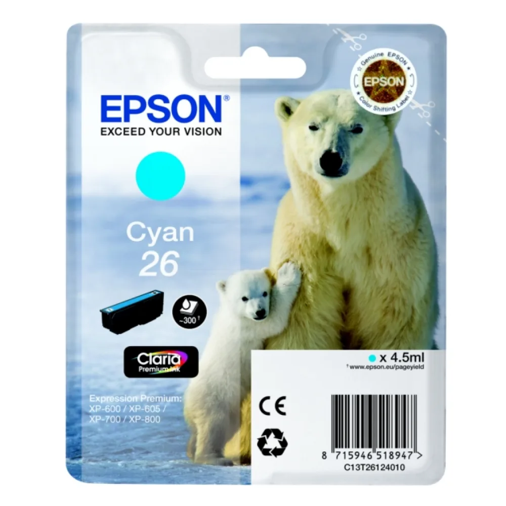 Original Epson C13T26124012 / 26 Tintenpatrone cyan