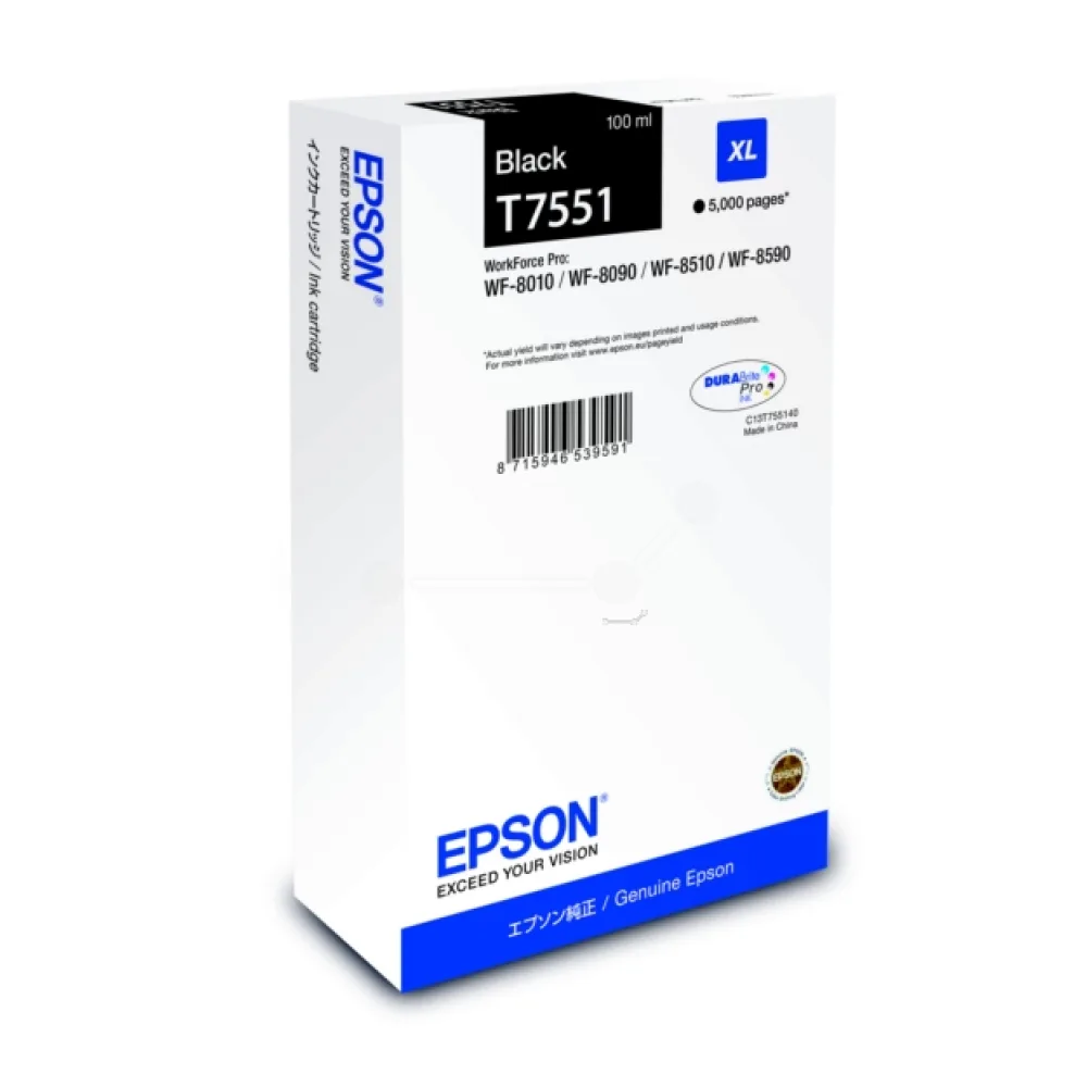 Original Epson C13T75514N / T7551 Tintenpatrone schwarz