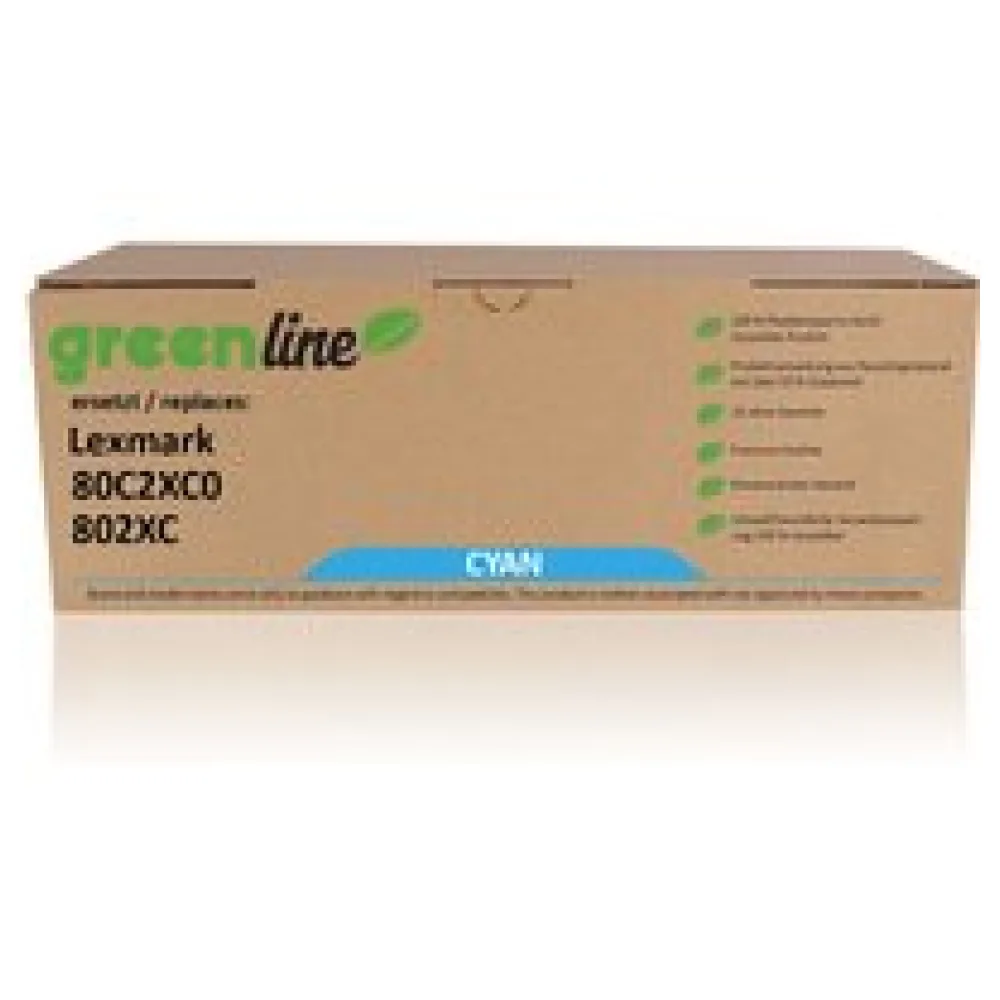 greenline ersetzt Lexmark 80C2XC0 / 802XC Tonerkartusche, cyan – Bild 2