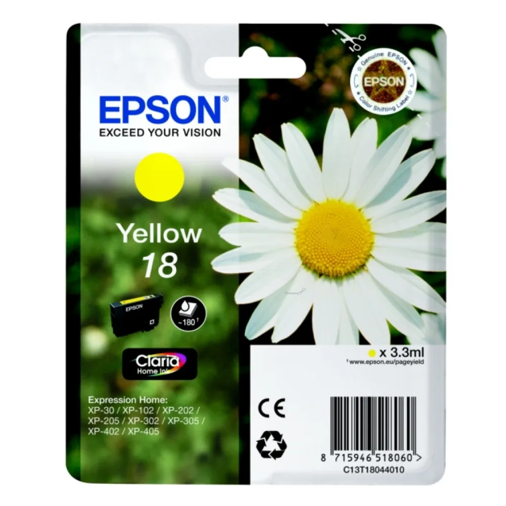 Original Epson C13T18044012 / 18 Tintenpatrone gelb