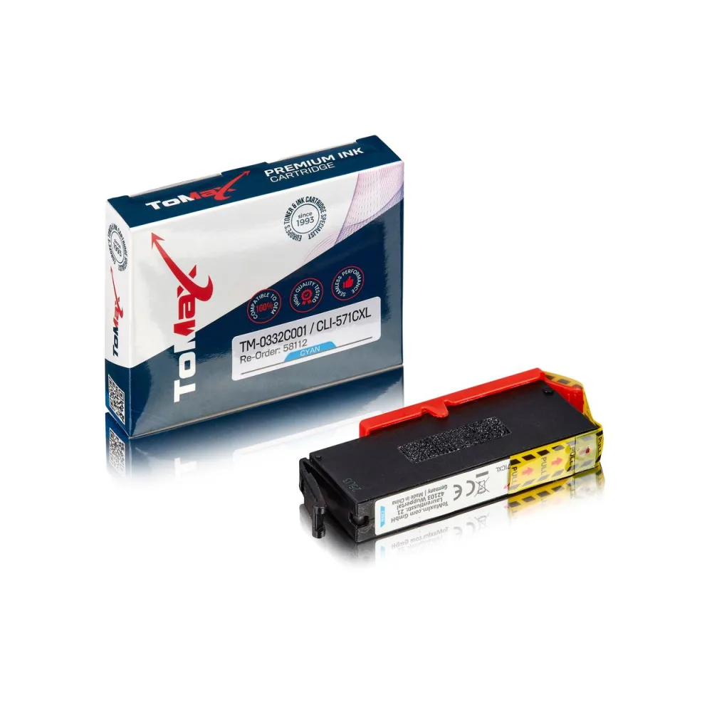 ToMax Premium ersetzt Canon 0332C001 / CLI-571CXL Tintenpatrone Cyan