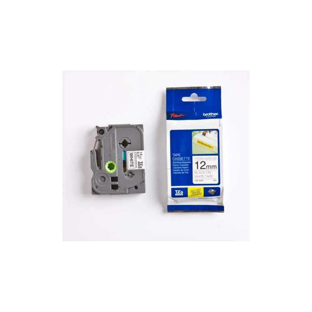 Original Brother TZES231 P-Touch Farbband schwarz auf weiss extra stark Laminat 12mm 8m