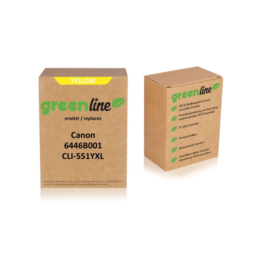 greenline ersetzt Canon 6446B001 / CLI-551 YXL Tintenpatrone, gelb