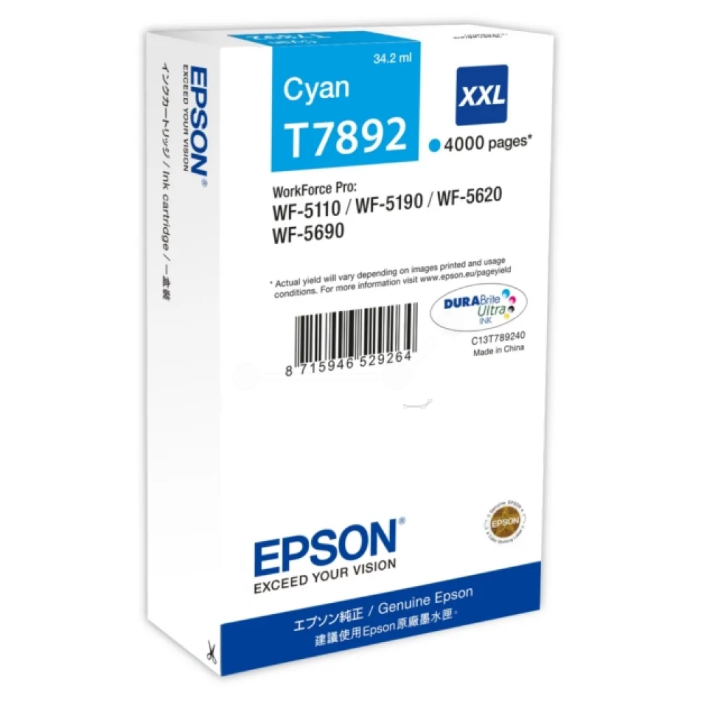 Original Epson C13T789240 / T7892XXL Tintenpatrone cyan