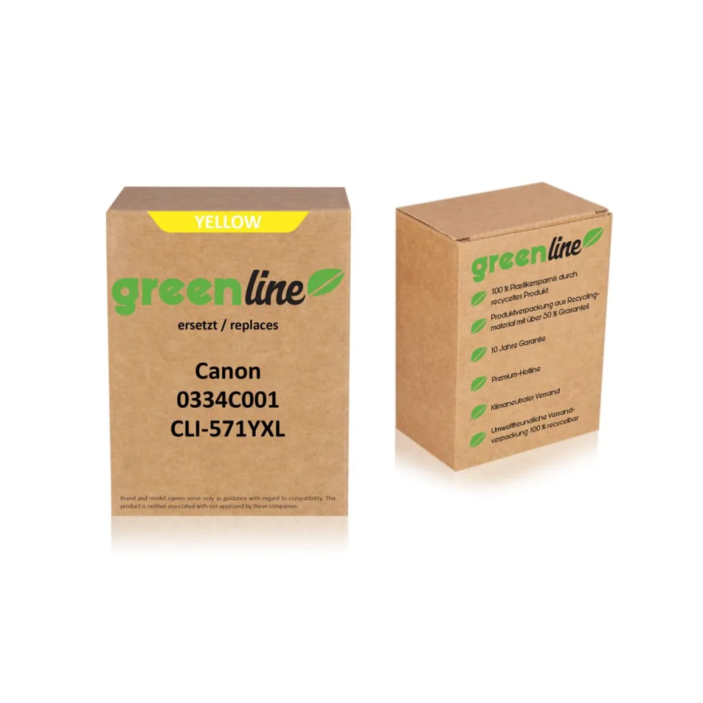 greenline ersetzt Canon 0334 C 001 / CLI-571 YXL Tintenpatrone, gelb