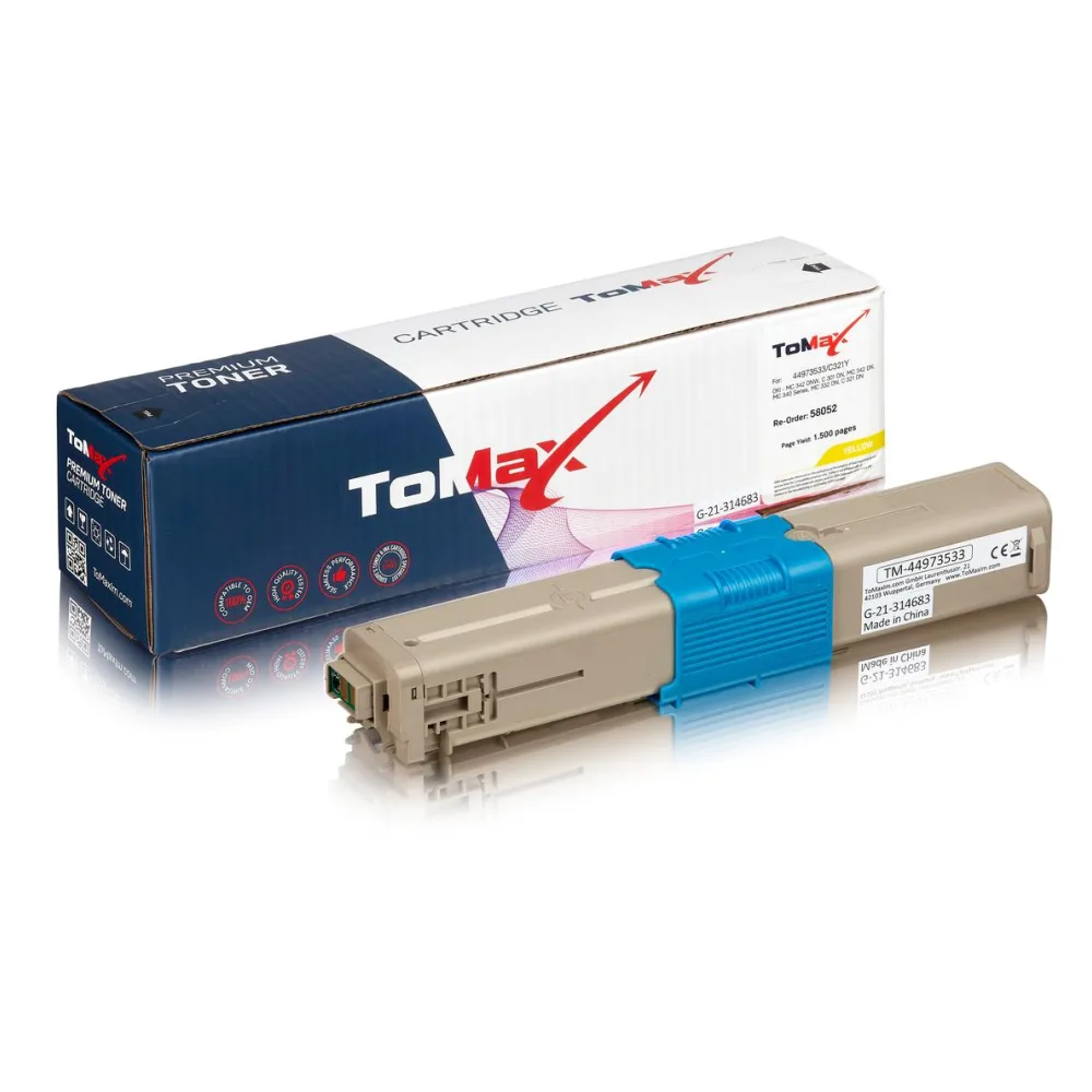 ToMax Premium ersetzt OKI 44973533 / C301 Toner Gelb