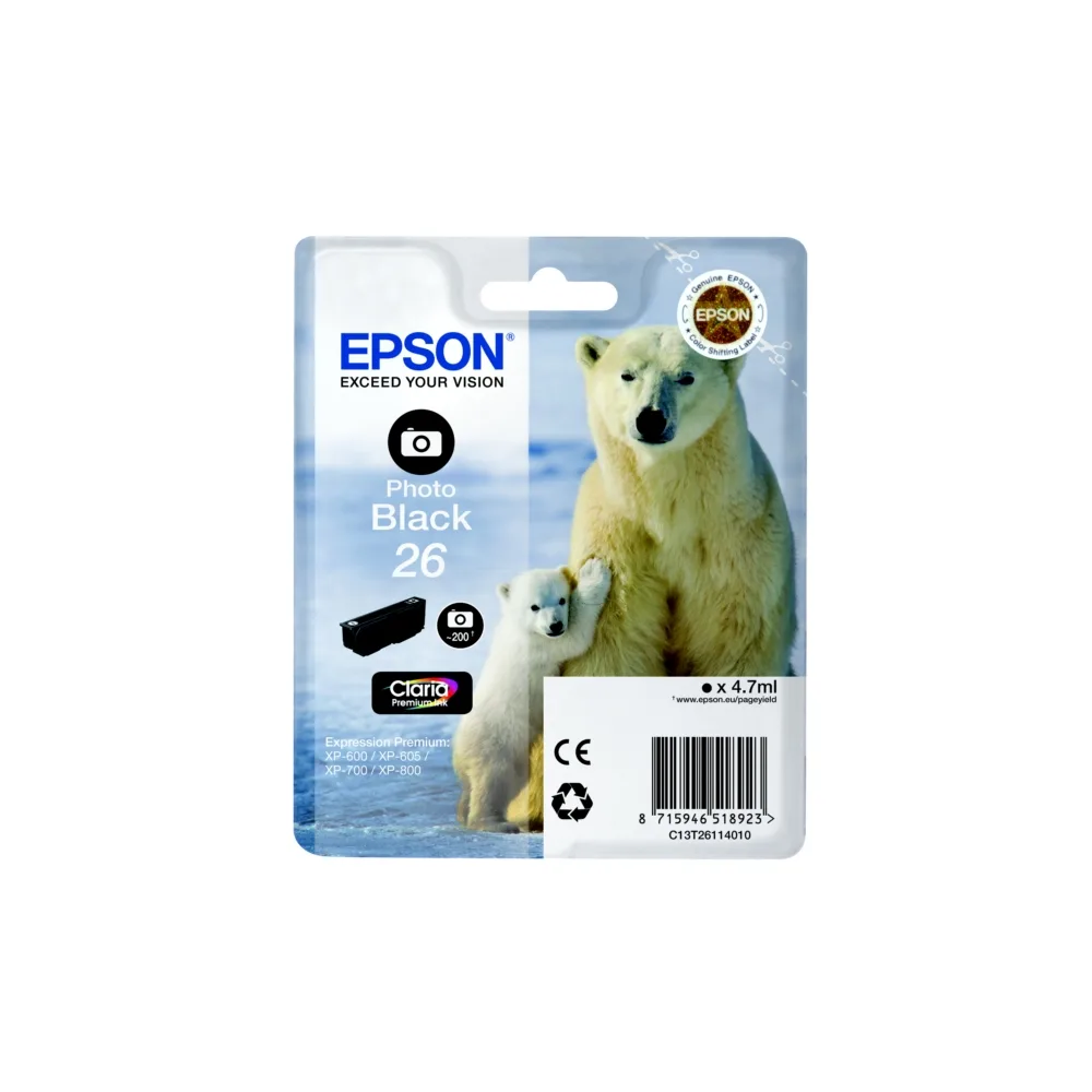 Original Epson C13T26114012 / 26 Tintenpatrone schwarz hell