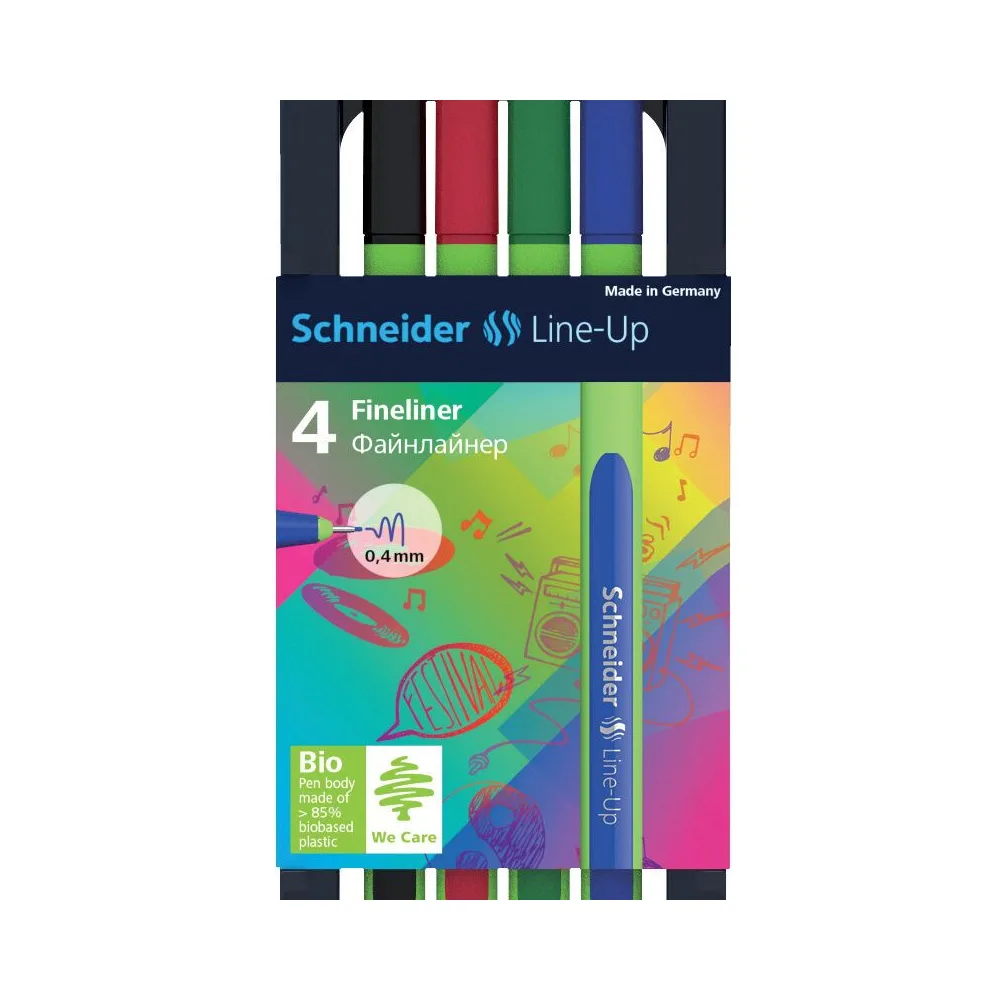 SCHNEIDER Feinliner Line-Up, 4 Stück, sortiert