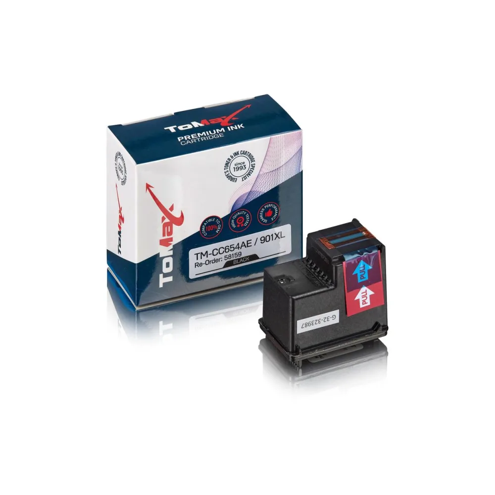 ToMax Premium ersetzt HP CC654AE / 901XL Tintenpatrone Schwarz