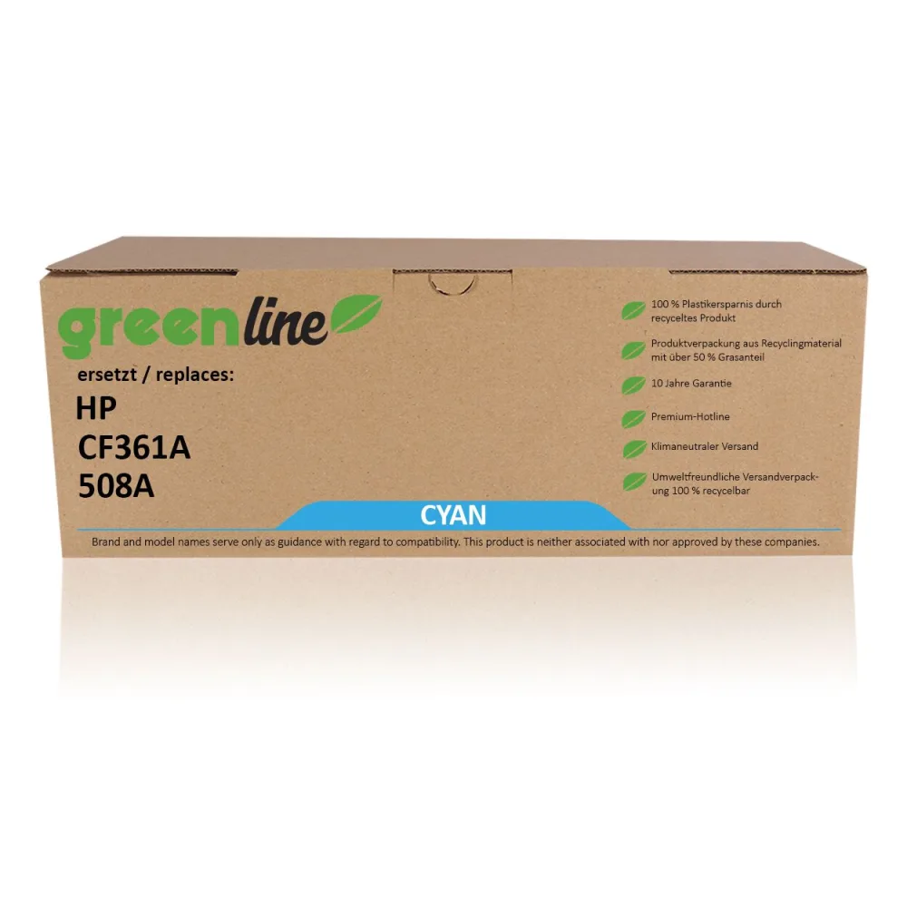 greenline ersetzt HP CF361A / 508A Tonerkartusche, cyan