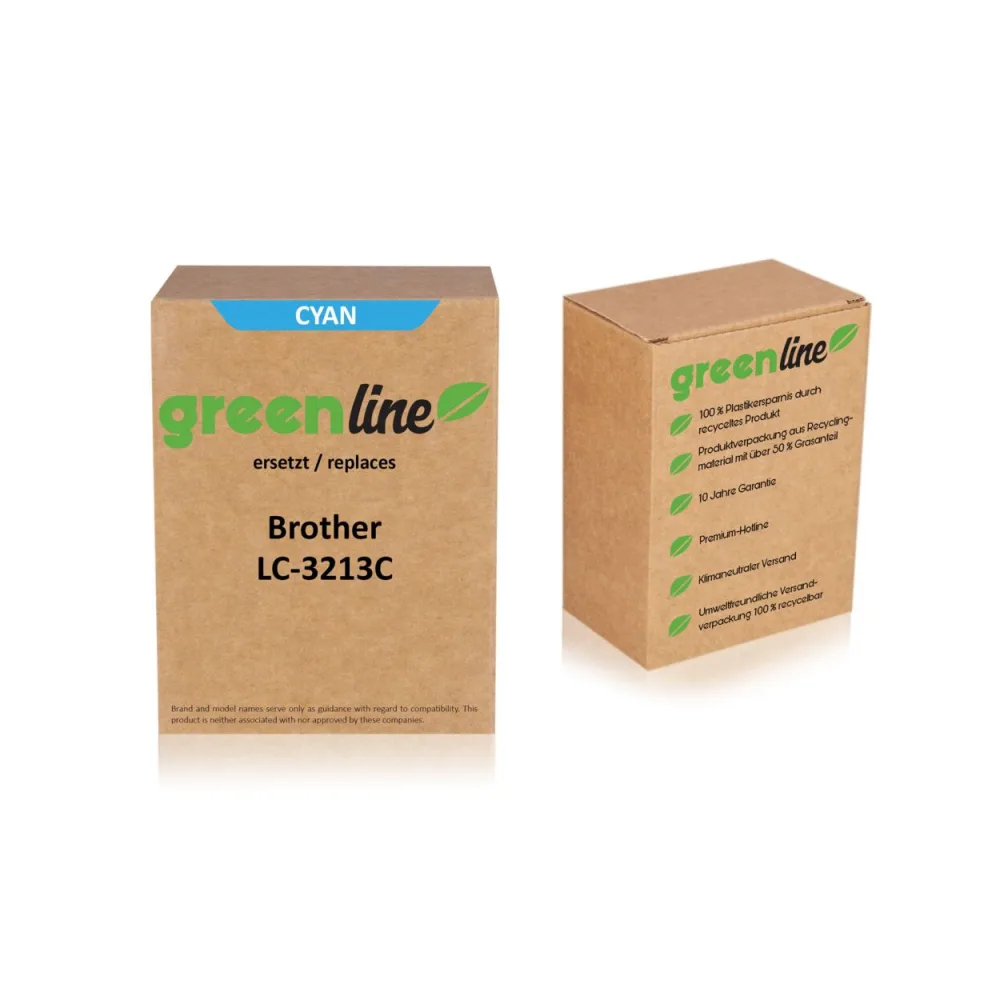 greenline ersetzt Brother LC-3213 C Tintenpatrone, cyan
