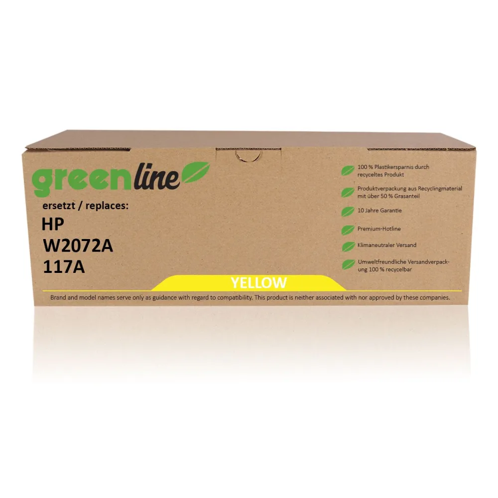 greenline ersetzt HP W2072A / 117A XL Tonerkartusche, gelb