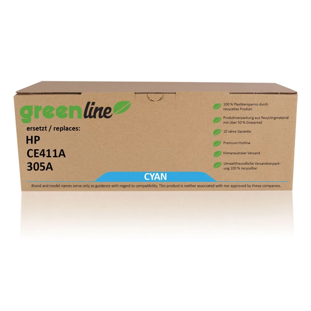greenline ersetzt HP CE 411 X / 305A Tonerkartusche, cyan