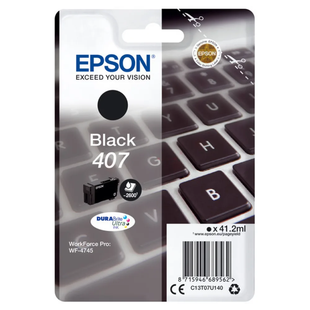 Original Epson C13T07U140 / 407 Tintenpatrone schwarz