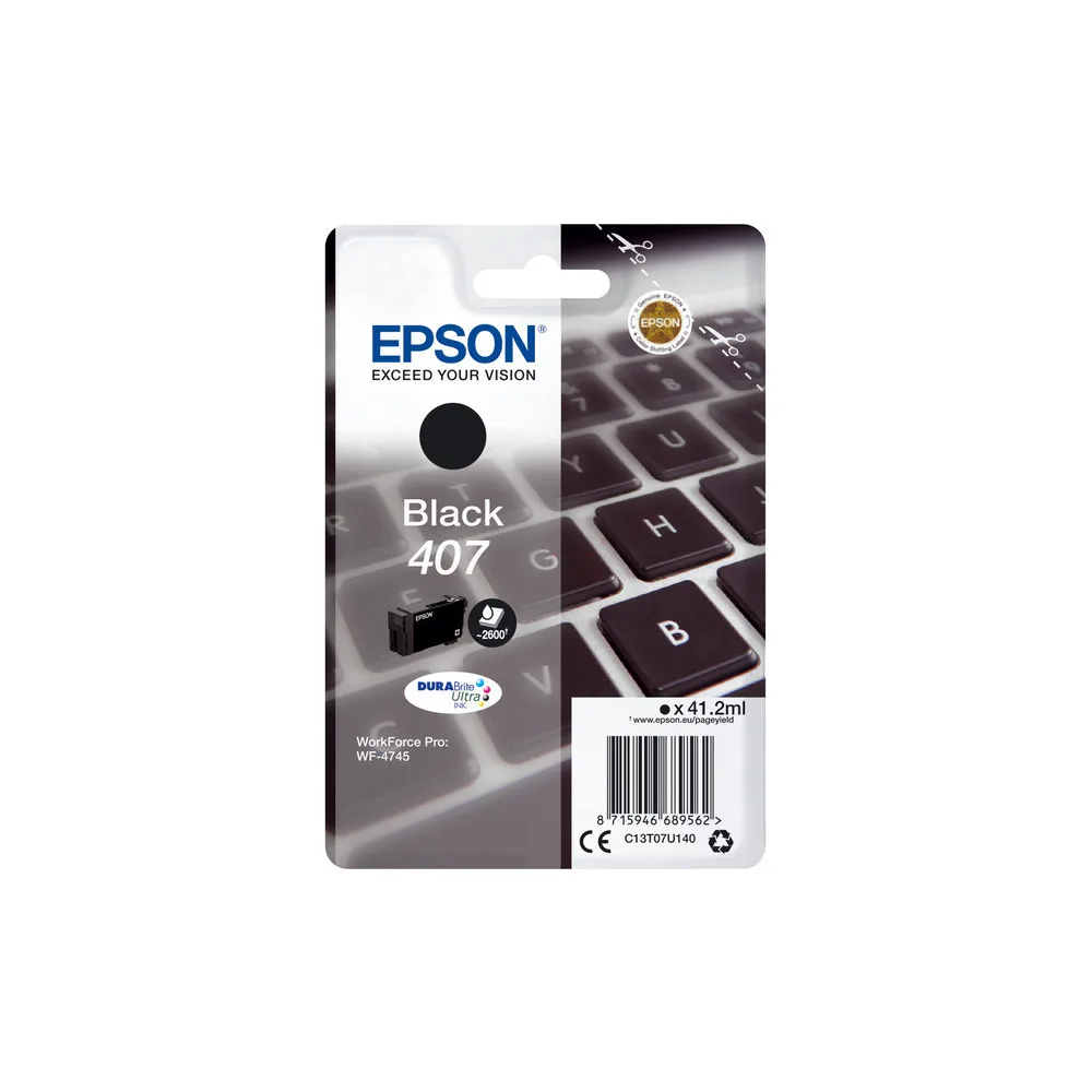 Original Epson C13T07U140 / 407 Tintenpatrone schwarz